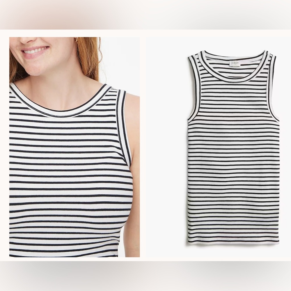 J. Crew Black and White Striped Tank Top